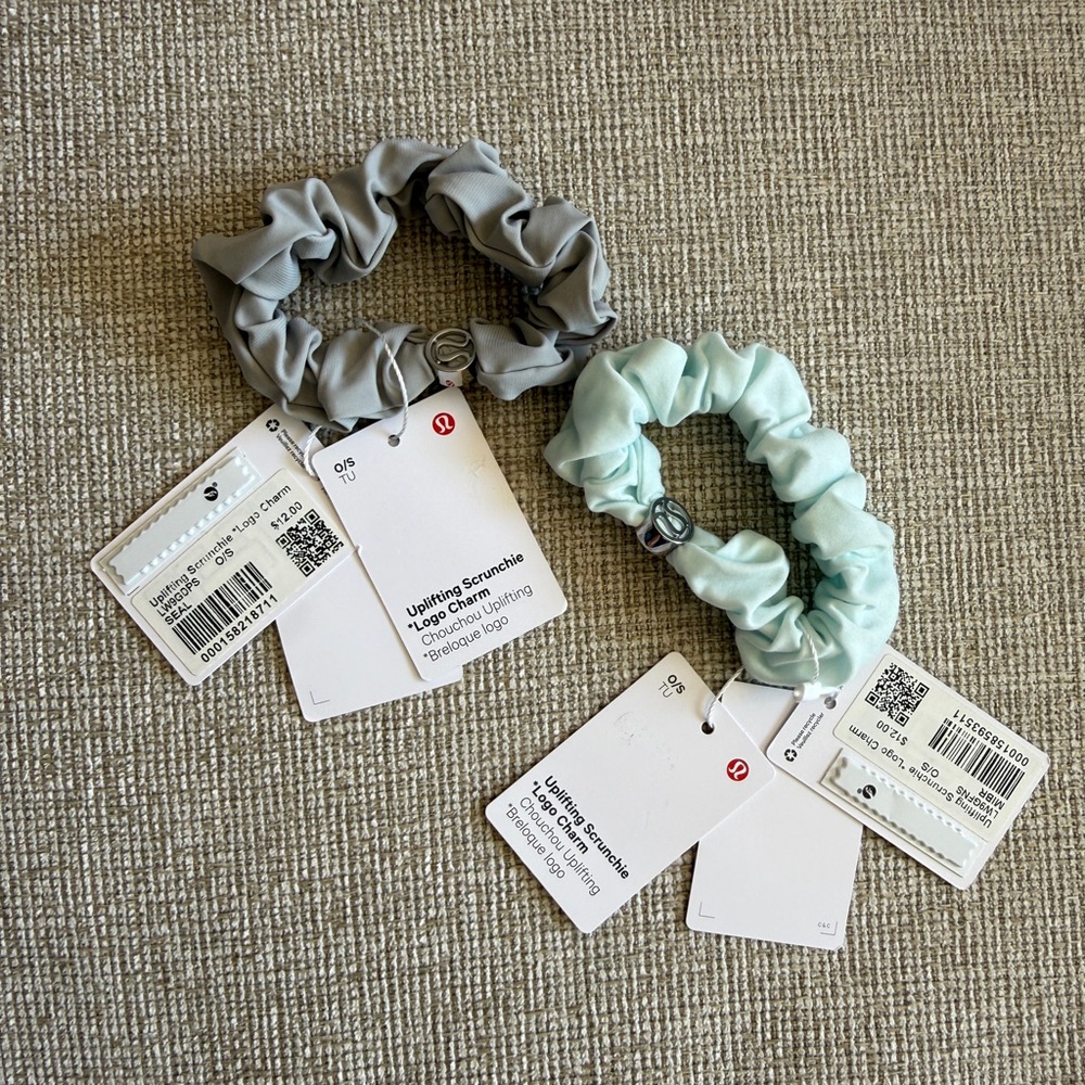 lululemon athletica Scrunchie set of 2 — Gray & Mint NWT